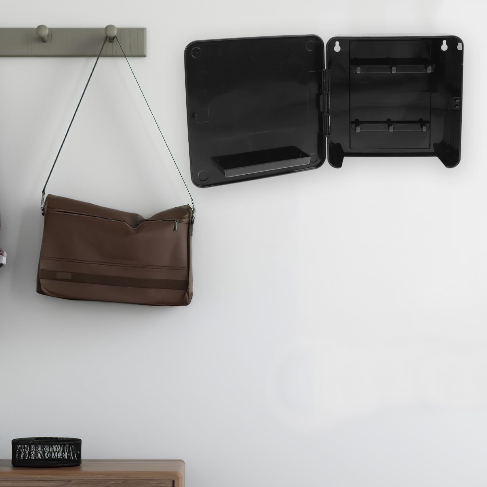SHINEOFI Portachiavi da Parete Moderno in Plastico Nero Calamite Forti, Organizer Magnetico Multifunzionale per Chiavi e Lettere, per Ingresso Casa