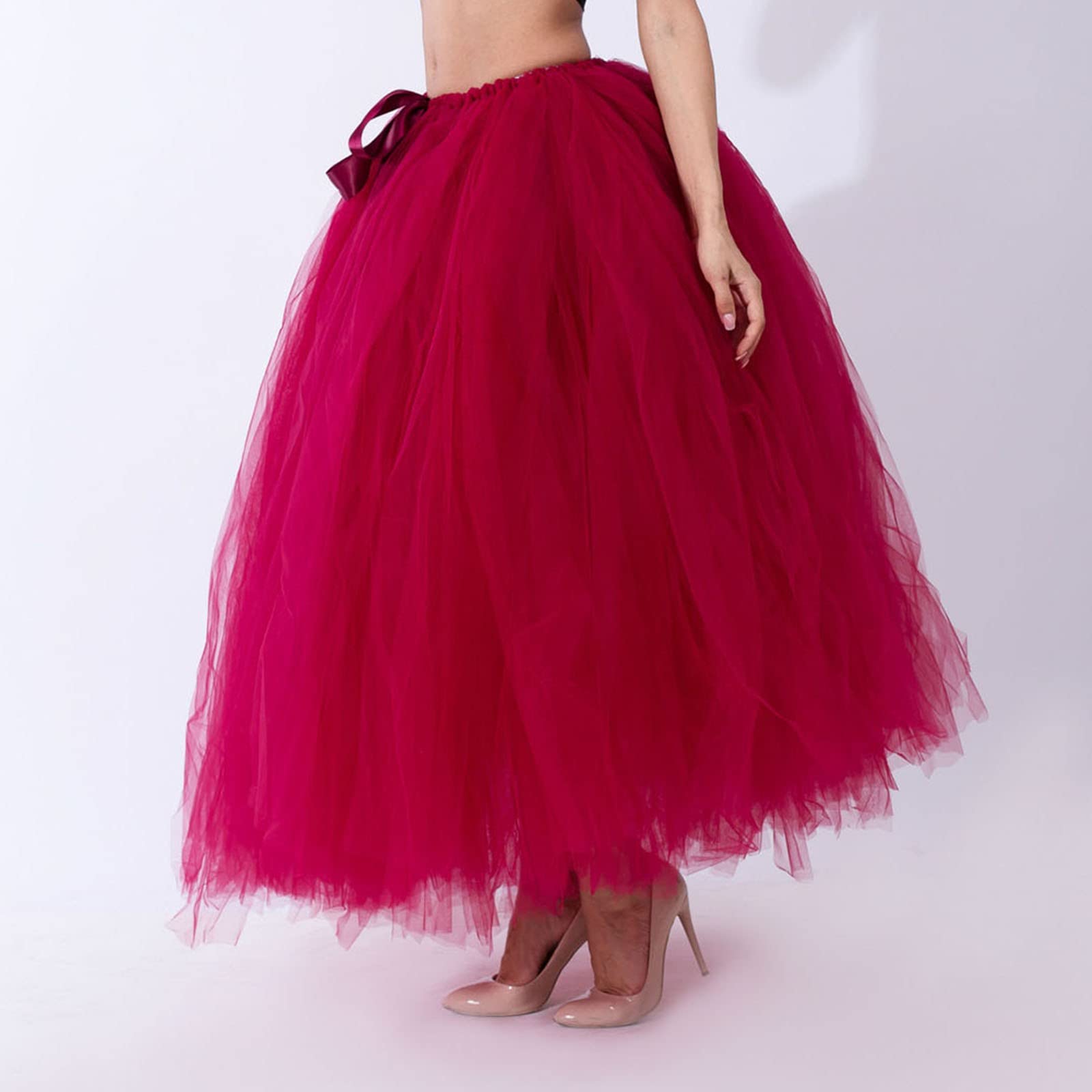 Gładka koronkowa spódnica z kokardą dla kobiet fantazyjny kostium tiulowy 2026 brokat