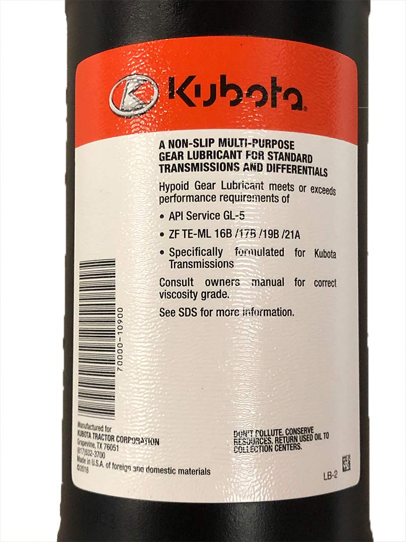 Amazon.com: Kubota Gear Lubricant HD SAE 80W-90 : Automotive