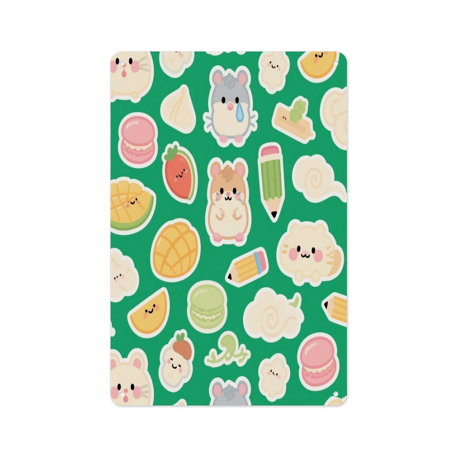 Fekiloot Style Green Hamster Fruit Wall Decor Metal Signs Tin Signs Poster