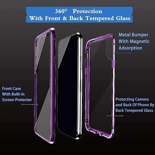 Miniatura 5 de PingGoo Funda magnética para Xiaomi Redmi K40 Gaming Cover, 360  Protección completa Cubierta transparente de metal con frente y trasero Clear 9H