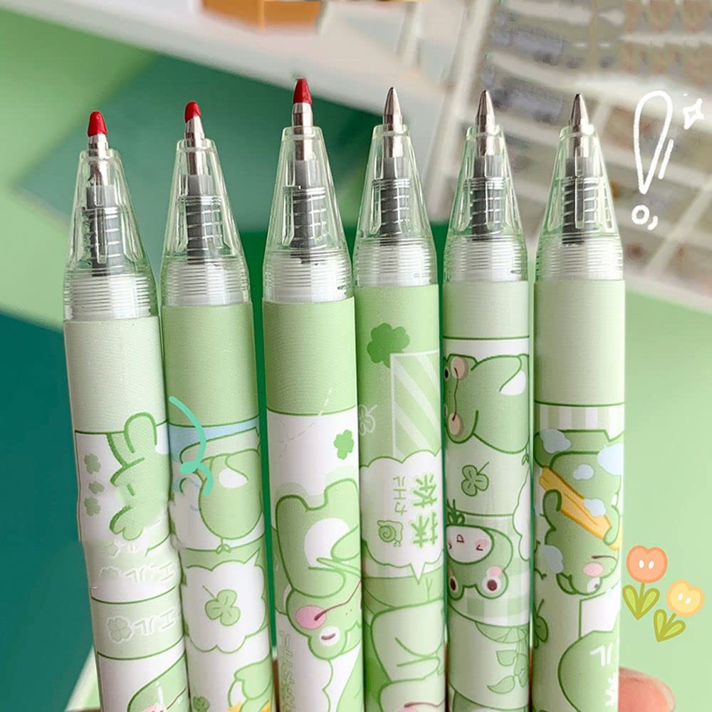 6pcs set Cartoon Frog Gel Pen Cute Animal Writing Pen Retractable Pens School Supplies for Student Girls 0 — view 5
