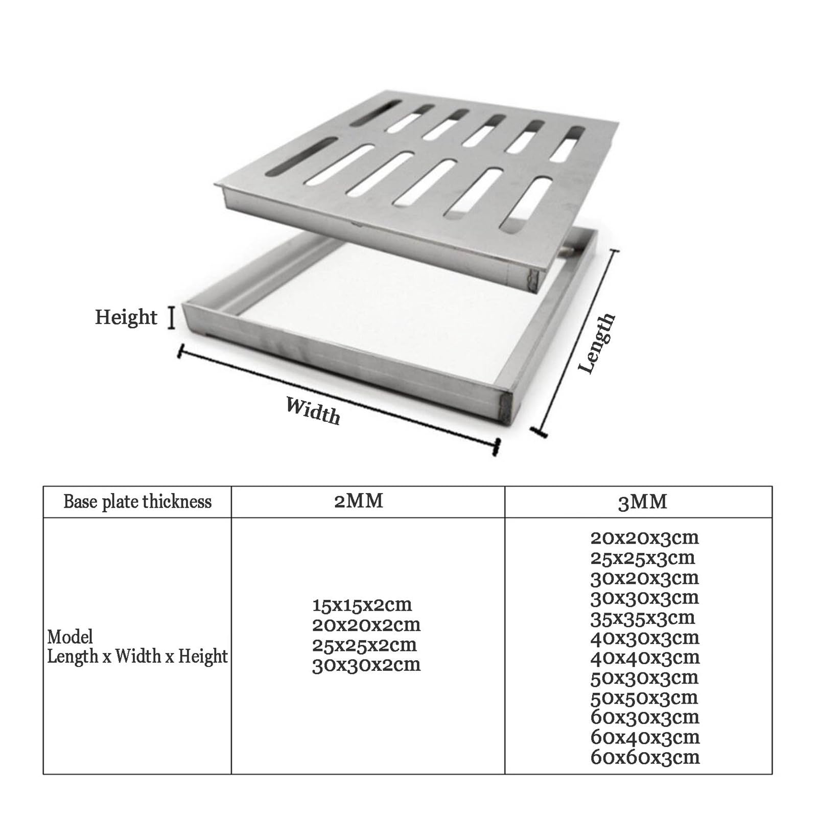 Coperchio per Scarico A Pavimento in Acciaio Inossidabile con Cornice | Canale Drenaggio per Patio per Terrazze Marciapiedi E Pavimentazioni In Calcestruzzo(40x40x3cm)