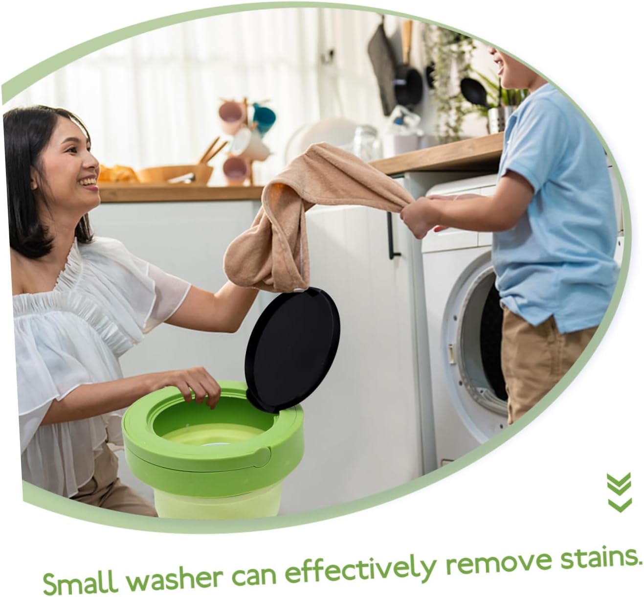 Portable Mini Washing Machine Foldable Compact Clothes Washer for Travel Dorm Apartment Lightweight Sturdy Design Easy Stain Removal US Plug Green