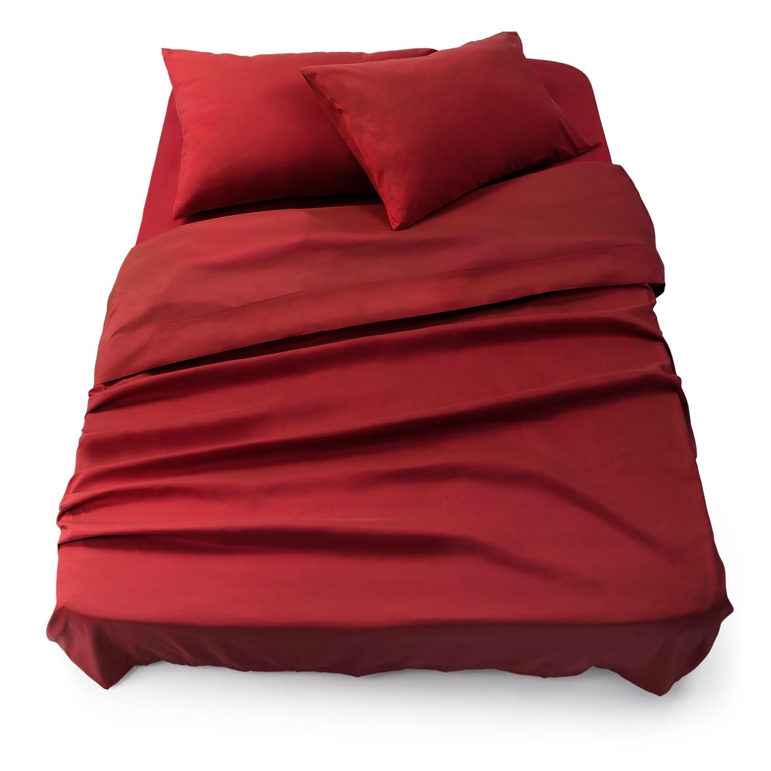 Blumtal Completo lenzuola matrimoniali 3pz - completo letto matrimoniale certificato OEKO-TEX - lenzuolo con angoli 180x200x30cm + lenzuolo 280x275cm + federa cuscino 50x80cm in microfibra - in rosso