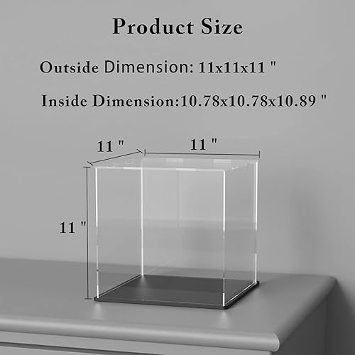 Miniatura 5 de Vitrina con base de terciopelo azul, caja de exhibición simple de acrílico transparente con tapa, caja cúbica de 6.0 pulgadas para colecciones