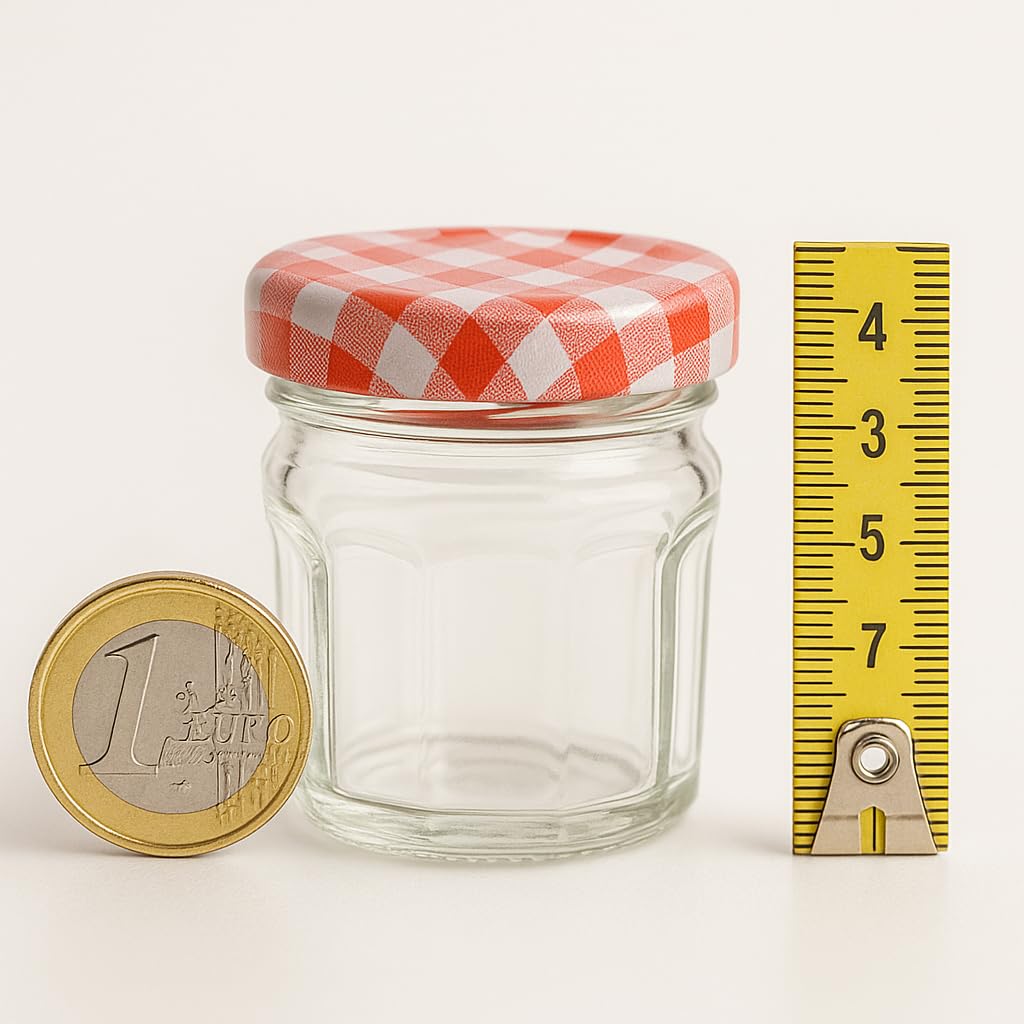 12x Mini-Einmachgläser Mit Griff, 50ml – Bleifreie Schnapsgläser Mit Schraubdeckel Für Shots, Desserts, Gewürze & Basteln