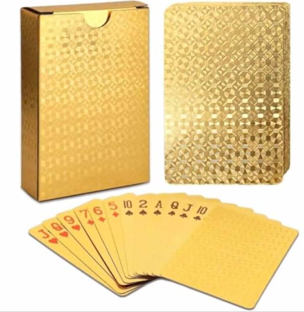 2 Decks -Gold Diamond Playing Cards - Durable and Waterproof, Perfect for Magic, Poker, Parties, and Special Occasions. Ideal for Memorable Gifts (Standard Gold)
