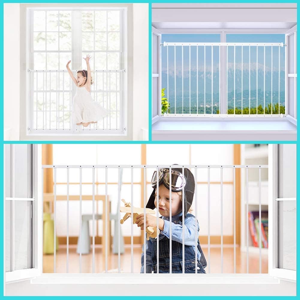 WAOWAO Protectores de Seguridad para Ventanas para niños, niños y niños pequeños, a Prueba de Mascotas, Extra Anchos, Color Blanco, protección para Ventana, Puerta de Seguridad para el hogar, 49.5