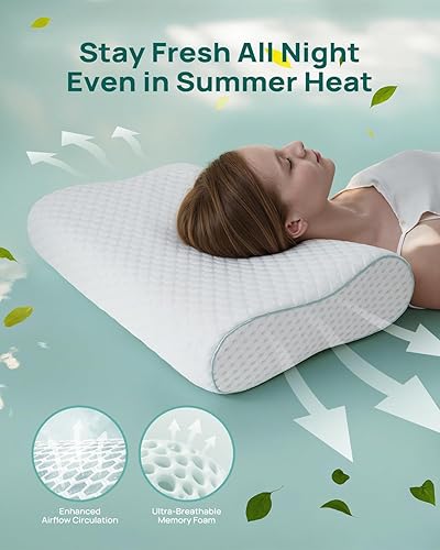 Miniatura 6 de Almohada cervical de espuma viscoelástica para aliviar el dolor, contorno ajustable (4 alturas), portátil y lavable, almohada de viaje para avión,