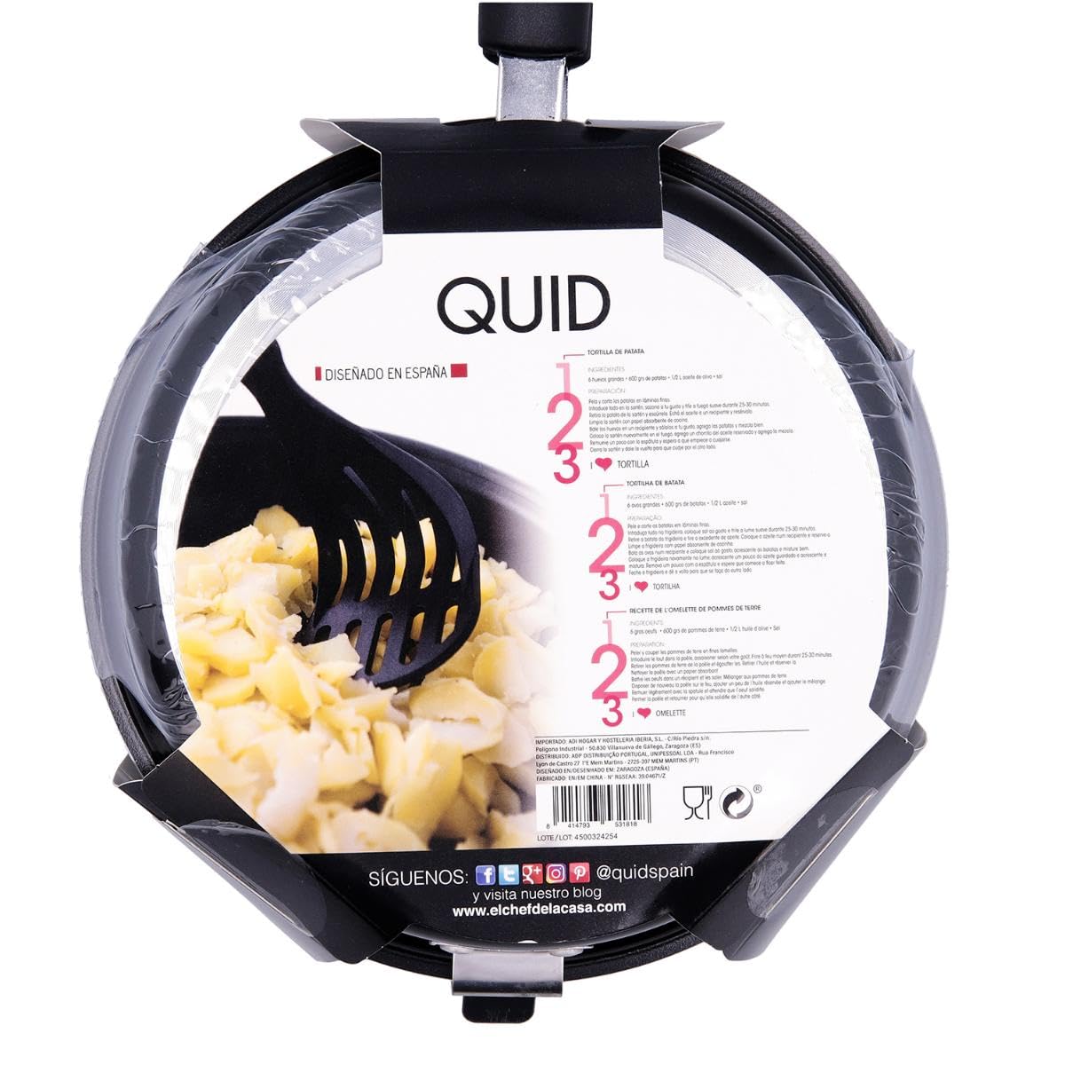Quid Gastro – Padella Doppia, 20 cm, Alluminio Stampato, colore: Nero