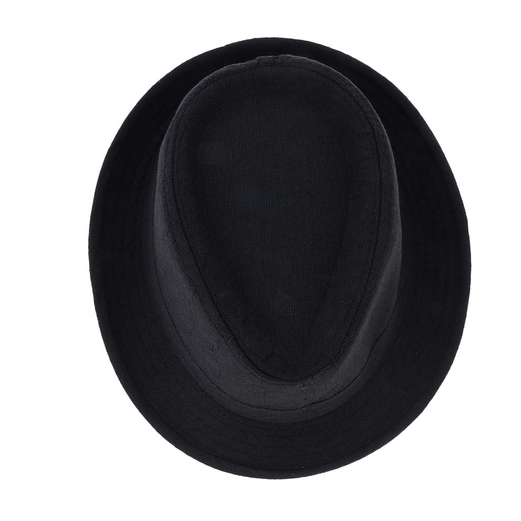 Yejbbuc Unisex Black Classic Manhattan Structured Gangster Trilby Fabric Fedora Hat