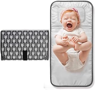 Lekebaby Matelas à langer portable imperméable à l'eau avec coussin intégré Motif flèches Gris