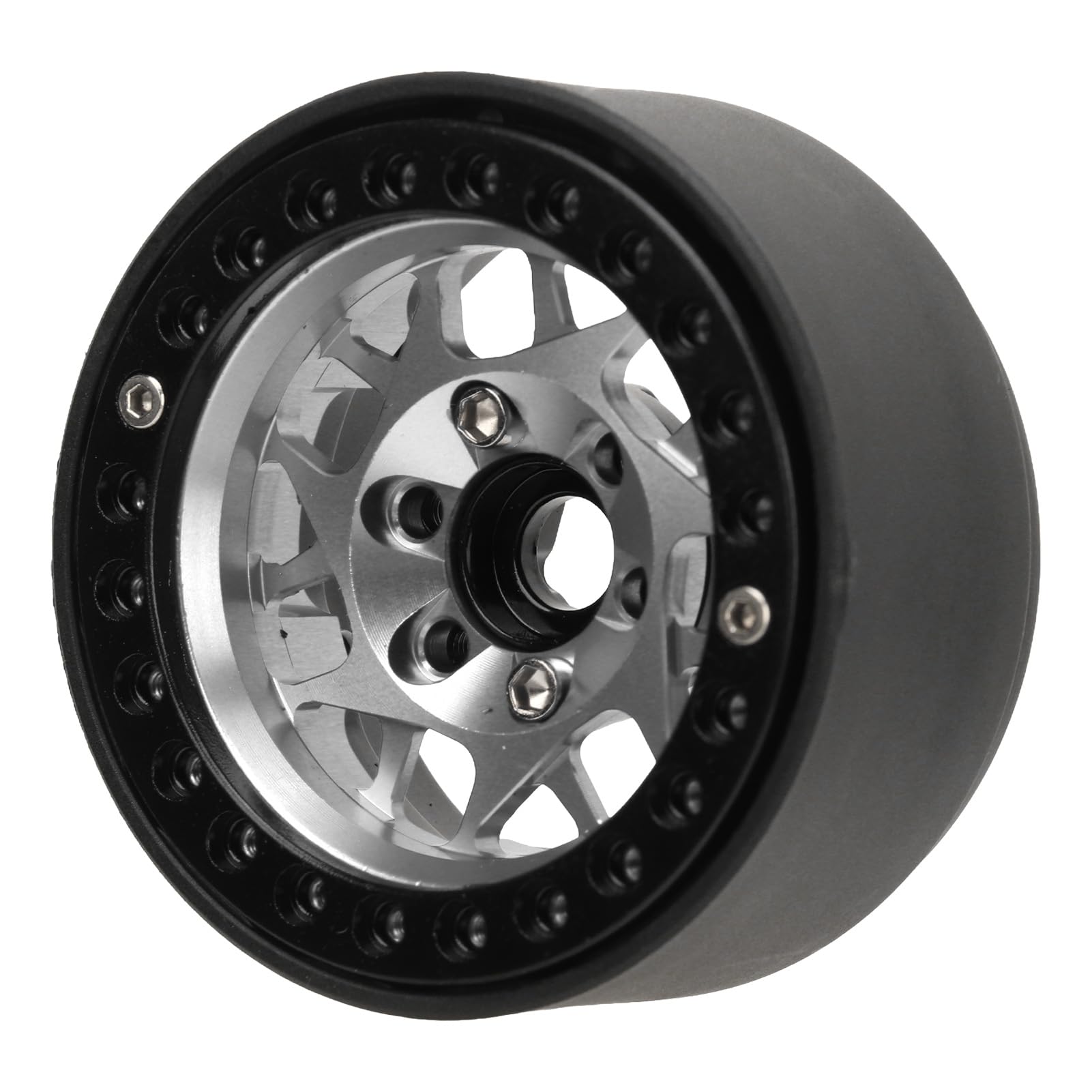 4 cerchi beadlock da 1,9 pollici per crawler RC, cerchi in lega di alluminio universali per Axial SCX10, SCX10 II, SCX10 III e GEN8, upgrade durevole e leggero per (Argento)