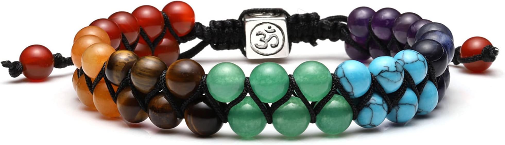 7 Chakra Crystals Braided Gemstone Bracelet for Yoga Meditation Anxiety Relief