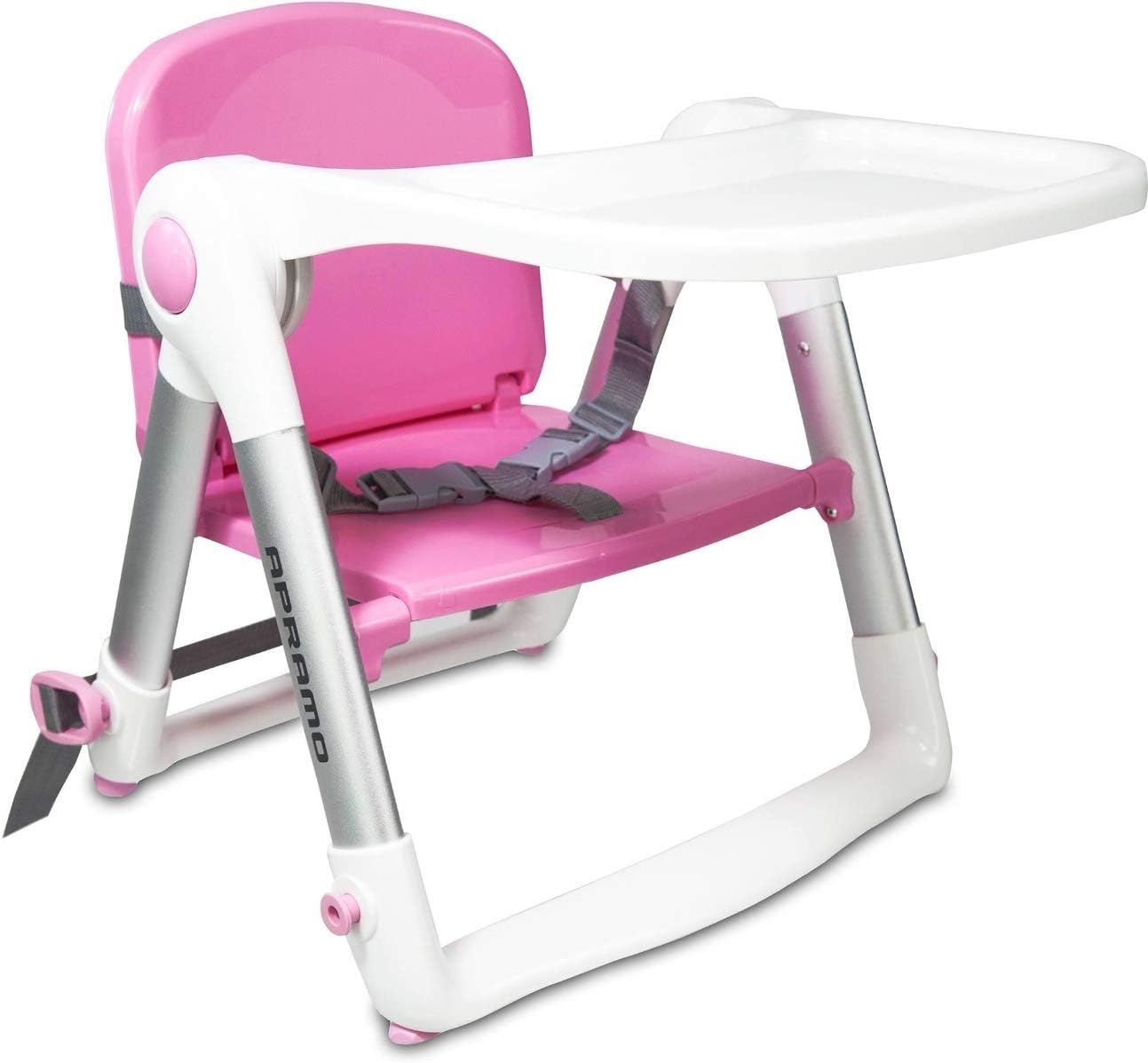 Apramo FLIPPA Universal Childs Dining Booster Seat - Upto 3yrs or 15kg - Includes 2 Animal Safety Door Stoppers - Pink