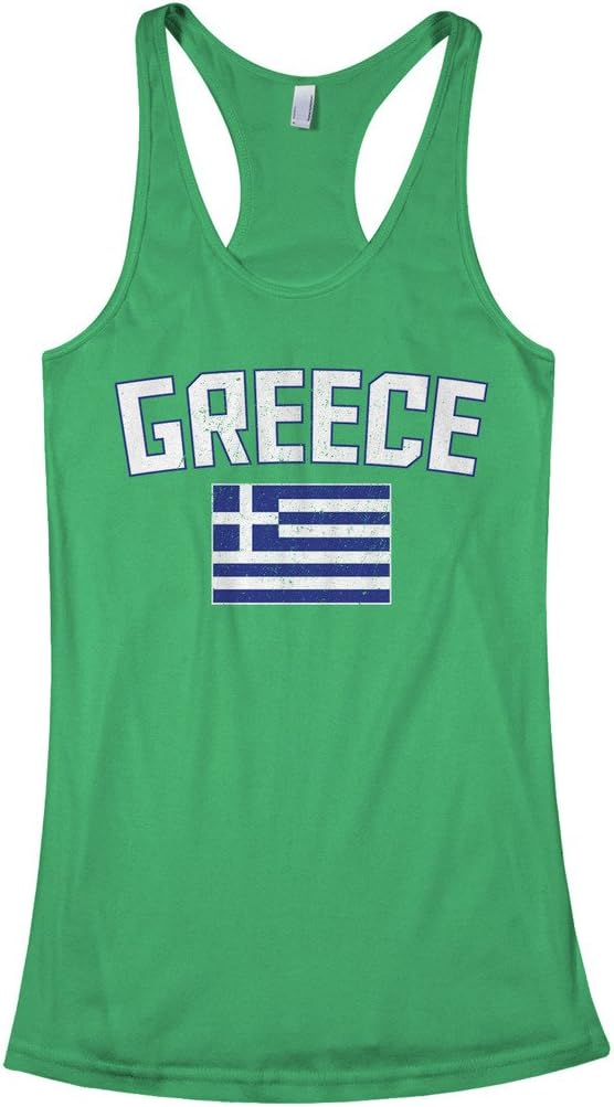 Threadrock Women's Greece Flag Racerback Tank Top