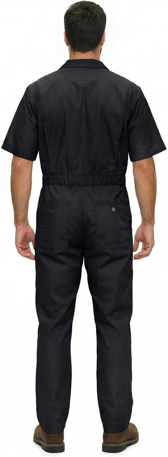 Natural Uniforms Mens Short Sleeve Zip Up Coverall, Stain and Wrinkle Resistant (Black, Medium) - Image 2