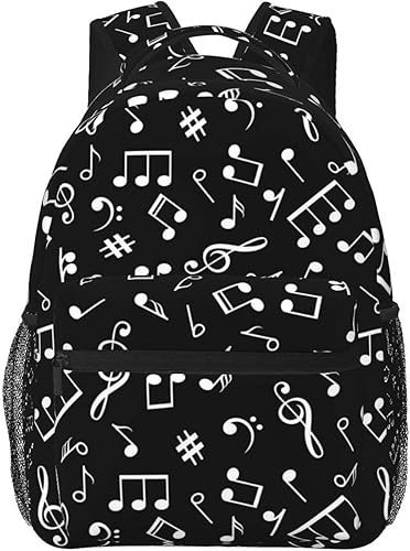 Mochila de notas musicales de piano, mochila de viaje de moda, senderismo, camping, mochila para computadora, mochila para hombres y mujeres,