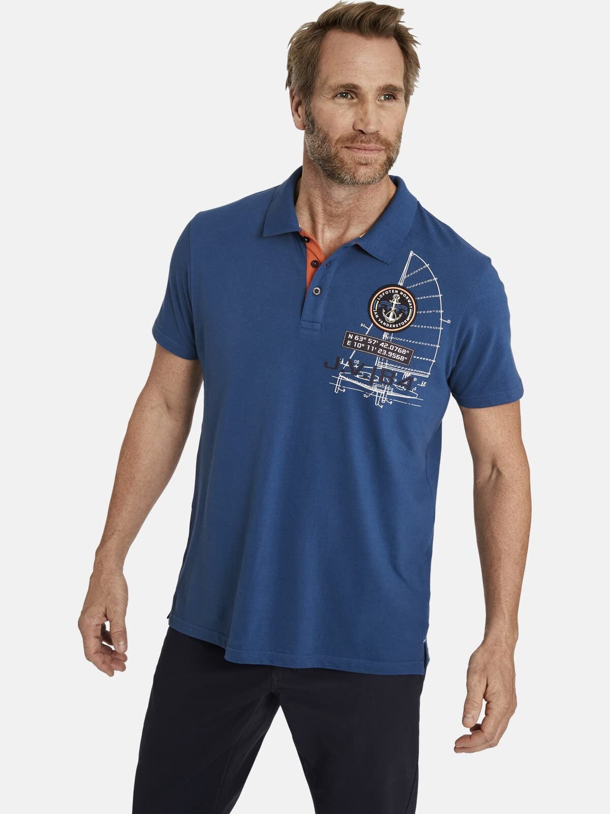 Jan Vanderstorm Herren Poloshirt Nicco | maritim mit Segel-Motiven, große Größen L–7XL, bequemer Comfort-Fit für Männer, Polokragen, 100% atmungsaktives Baumwollpiqué