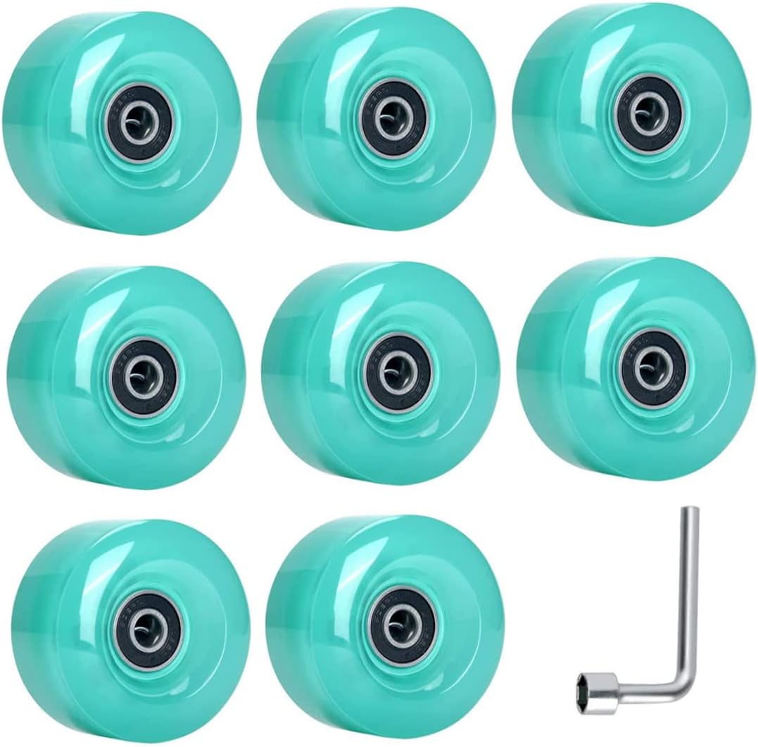Skate Wheels Set Replacement PU Quad Roller Skate Wheels with Wrench Skates Accessories Fruit Green 8PCS|wheel