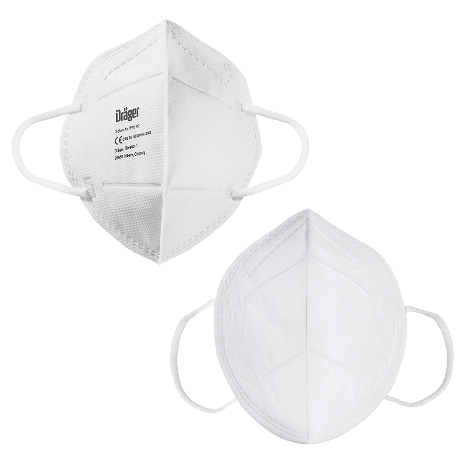 Dräger X-plore Air FFP2 NR - Taille universelle | FFP plissé plat avec boucles d'oreilles - Masque anti-poussière - Set de 10 ou 20 pièces - taille unique