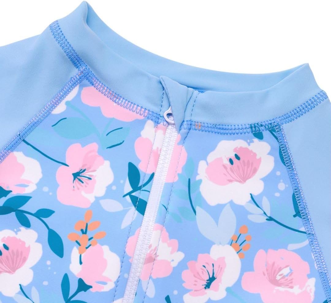 Girls Long Sleeve Rash Guard Swimsuits Zipper Bathing Suits - Image 4