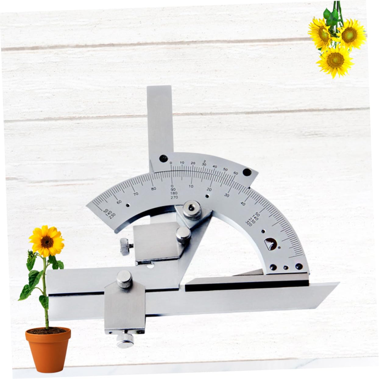Gatuida Jauge d'angle à vernier avec réglage fin outil de mesure d'angle multifonction pour travail portable et antirouille