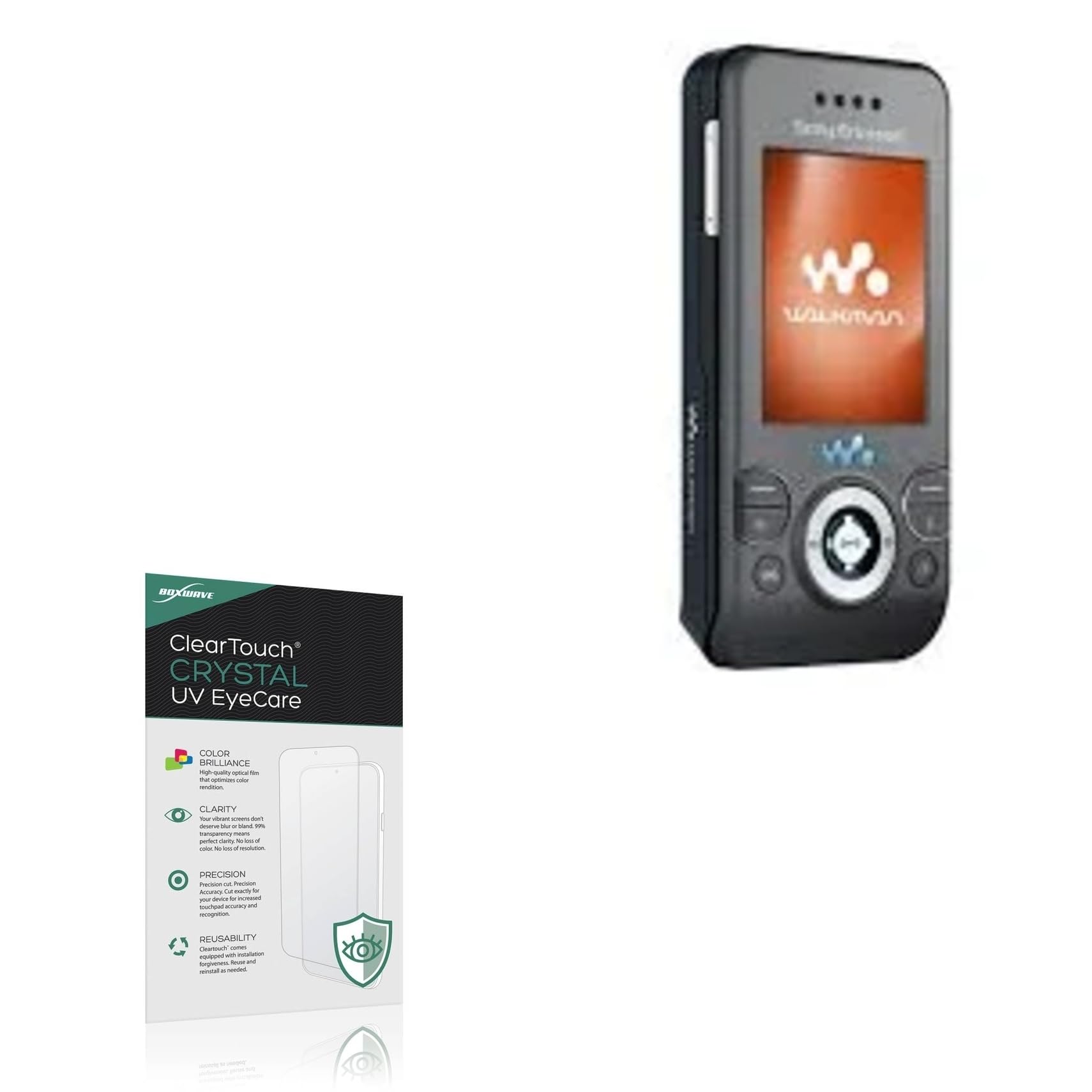 BoxWave Screen Protector Compatible with Sony Ericsson W580i - ClearTouch Crystal Anti-UV EyeCare (2-Pack), Filters Out Harmful Blue Light Reduce Fatigue