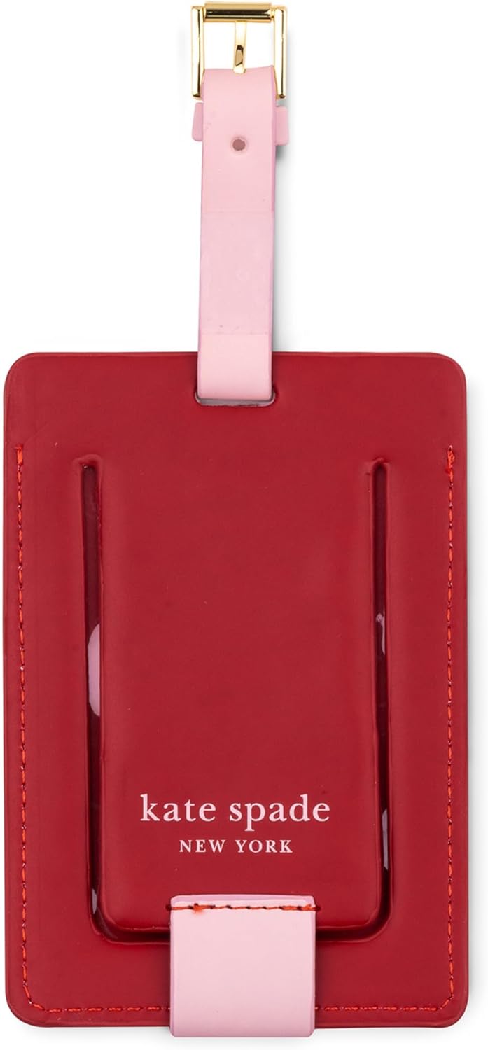 Kate Spade New York Leatherette Luggage Tag with Secure Strap, Colorful Suitcase Identifier for Travel, Monogram Bag Tag ID (M) - Image 2