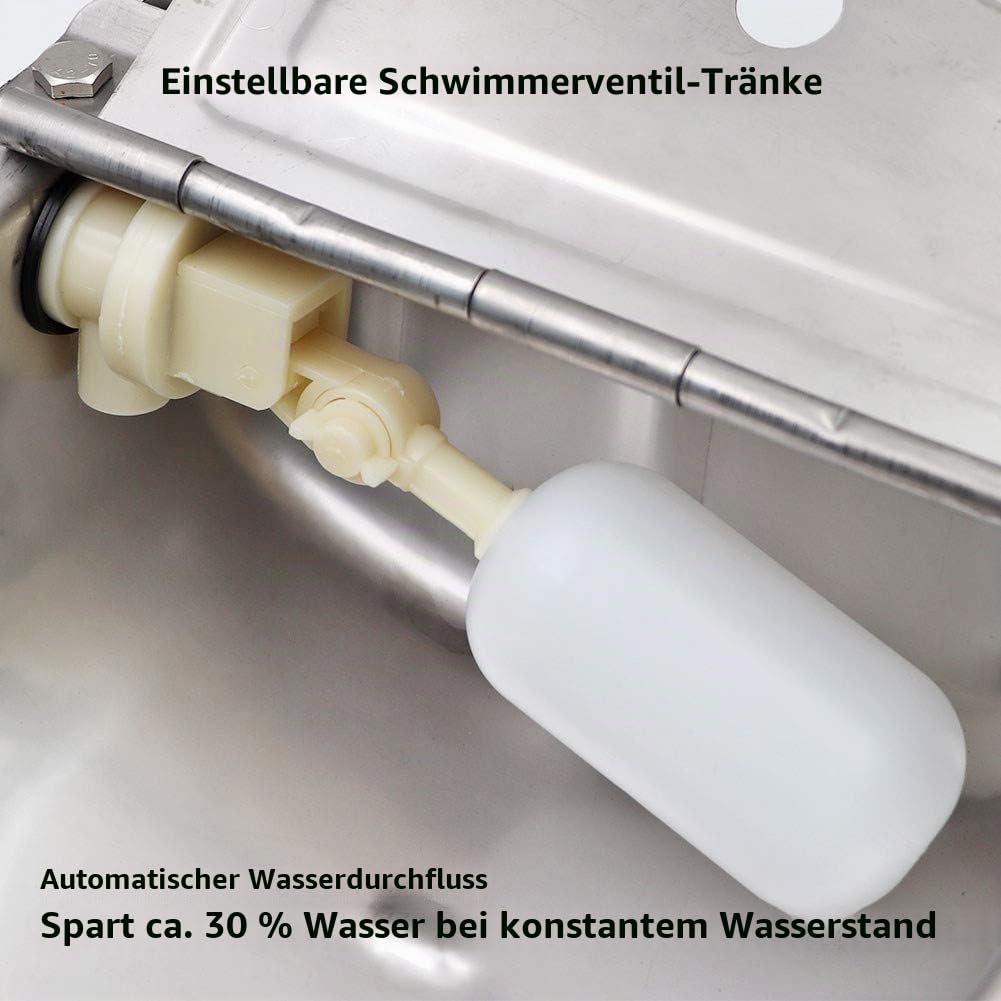 4L Edelstahl Rindertränke Automatische Kuhtränke Ziegentränke Große Kapazität Schaf Viehtränke mit einstellbarem Schwimmerventil und Abflussloch