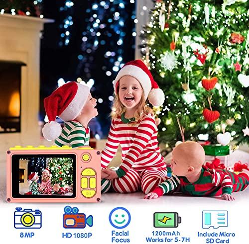FISHOAKY Kamera Kinder, Digitalkamera Videokamera Fotoapparat Kinder Full HD 1080P / 8MP / 4X Digitaler Zoom / 2 Zoll… – Bild 3