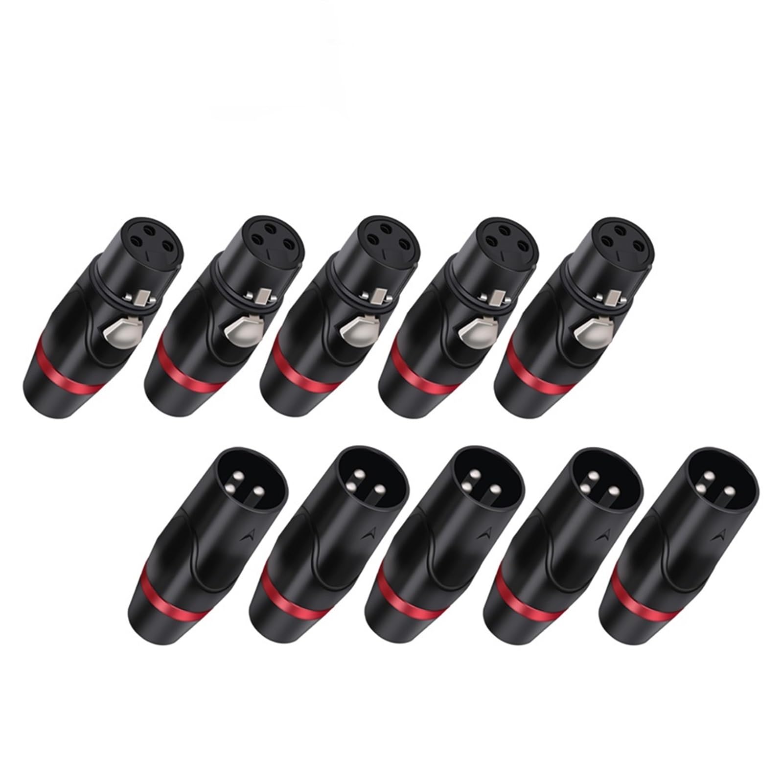 Conector XLR 3 pines macho en aleación de zinc negro pack de 20 piezas para audio y vídeo profesional