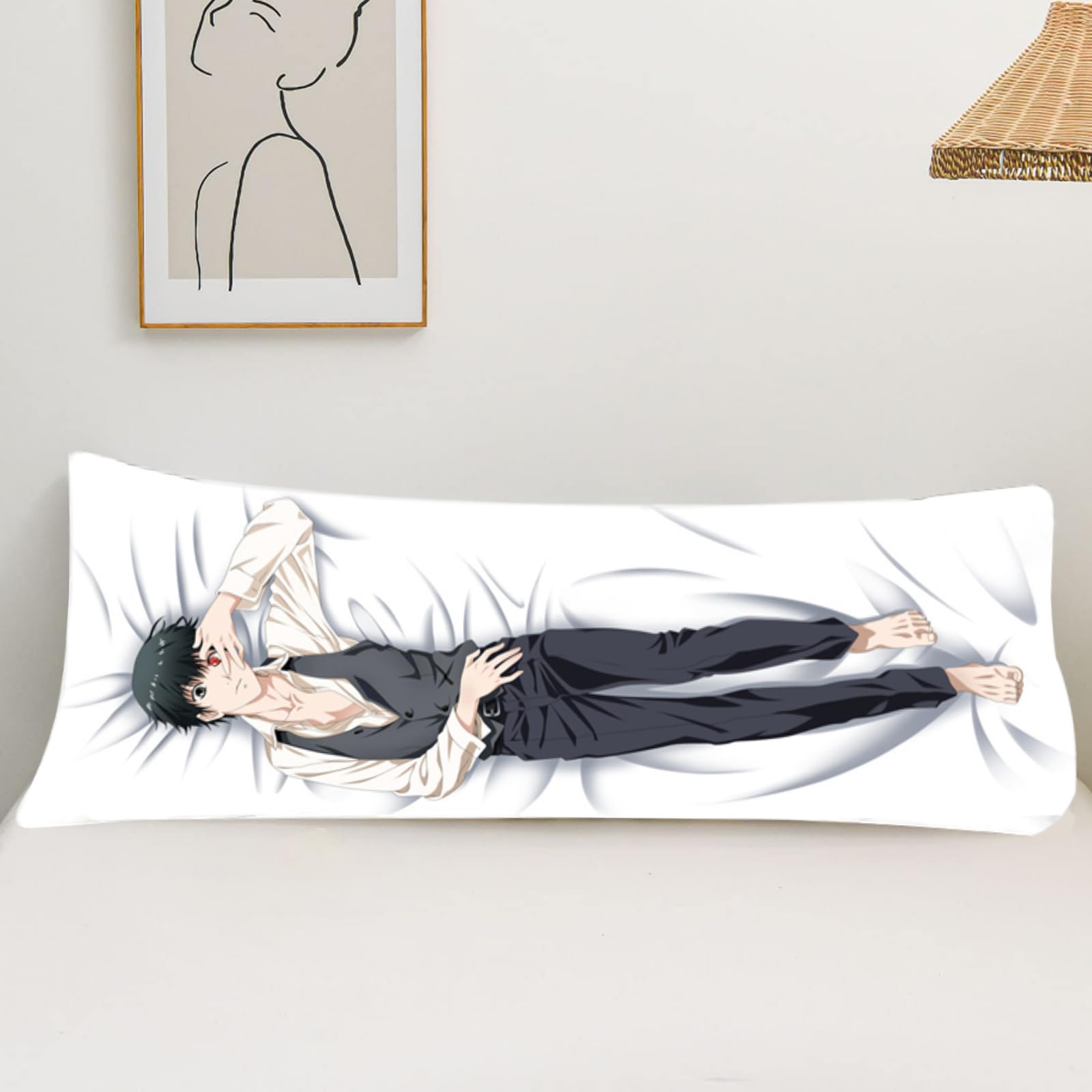 JUMBOZ Tok-yo Gho-UL Taie Oreiller Anime, Housse D'oreiller Avec Fermeture éclair Dissimulée, Anime Lombaire Oreiller Coussin Décoratif-Multicolor 2|35x100cm