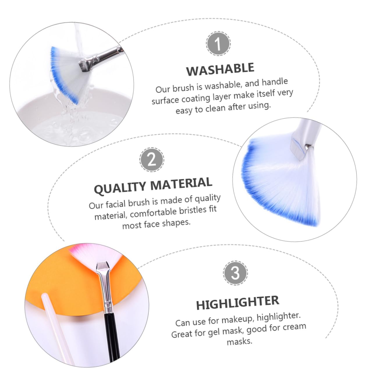 TOVINANNA 8pcs Soft Fan Facial Mask Alicator Tools Fan Makeup Brushes for Face Beauty Reusable Face Mask Set