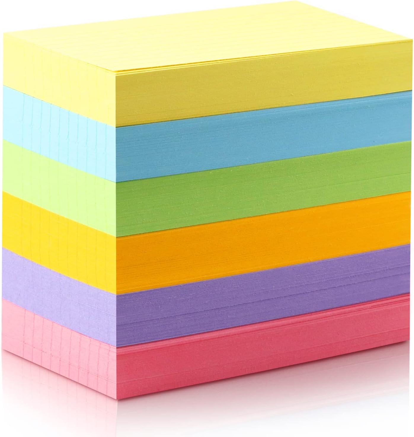 Tecmisse 1200 PCS Ruled Index Cards, 3x5 Inches Colorful Index Cards, Heavy Note Cards, Study Cards for School, Learning, Memo Scratch Pad, 6 Colors