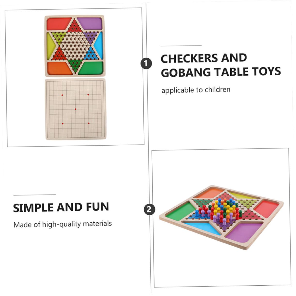 Jeu de Société en Bois Plateau pour Dames et Jeu de Go Portable pour Famille et Garçon et Filles