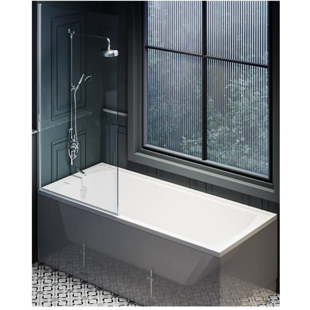 Milano Chrome Screen Richmond White 1700Mm X 700Mm Single Ended Shower Bath