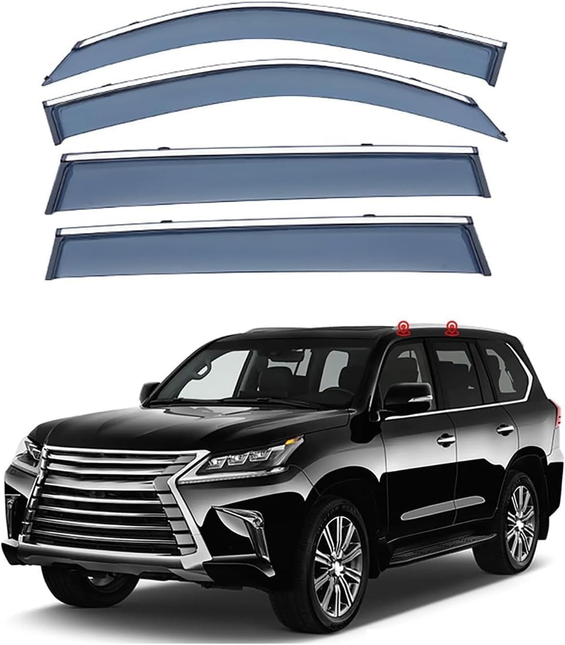 FENGJP Car Window Wind Deflectors for Lexus LX570 J200 2008-2021, Window Wind Deflector Visor Rain Smoke Guards Automotive Accessories