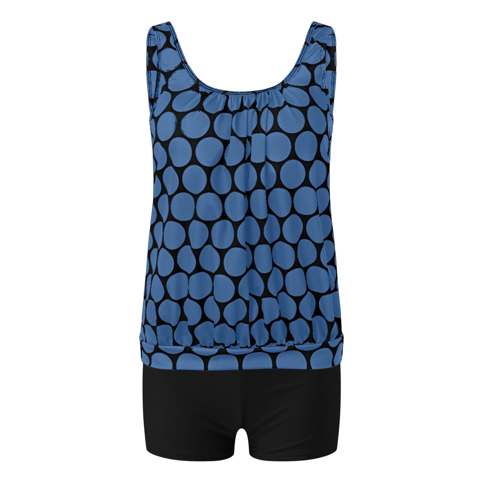 Generico Costumi da Bagno Donna Curvy 2 Pezzi Tankini Set Vita Alta con Top Pantaloncini Tankini da Donna Set Due Pezzi Costume Bagno Girocollo Increspato Cinghie Regolabili Coulisse Vita Media