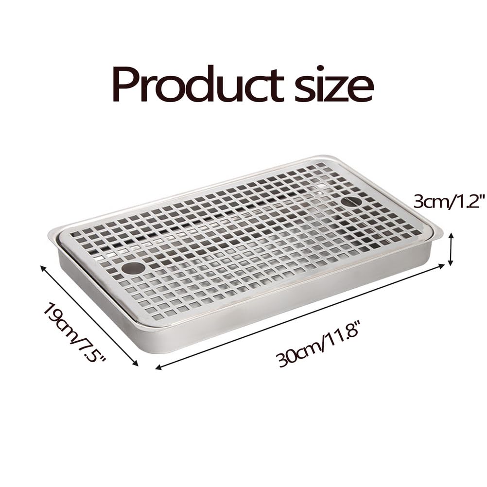 Bandeja de goteo de cerveza de acero inoxidable de 11.8 pulgadas, bandeja de drenaje rectangular para camareros, perfecta para cafeterías, camping y bares, herramienta para recoger agua