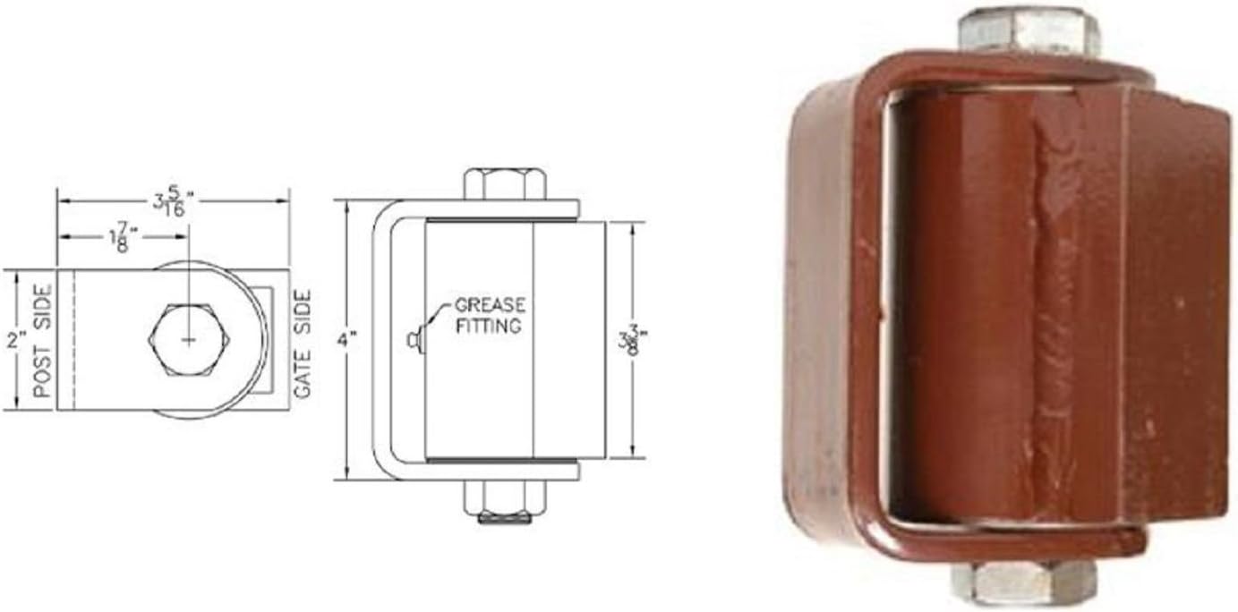 Heavy Duty Flat Mount - Both Sides Driveway Gate Hinge Prime Coated Welding