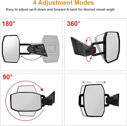 Miniatura 3 de Espejos de puerta antivibración mejorados para Jeep Wrangler JK JKU TJ TJU 1996-2018, espejos retrovisores laterales giratorios de 360 grados sin
