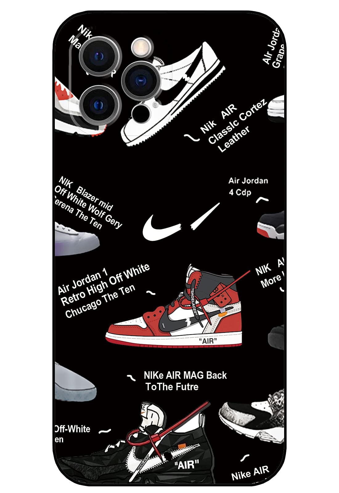 Silicone Case Compatible with iPhone 12 Pro Max, Basketball Shoes Cool iPhone 12 Pro Max Case for Boys Funny Soft Silicone Gel Rubber Shockproof Cover Full Body Drop Protection - Black