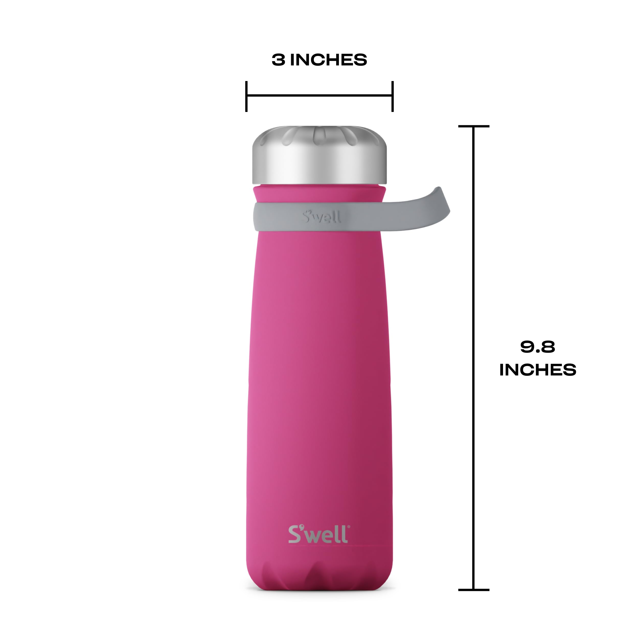 S'well Stainless Steel Traveler with Handle, 24oz, Azalea Pink