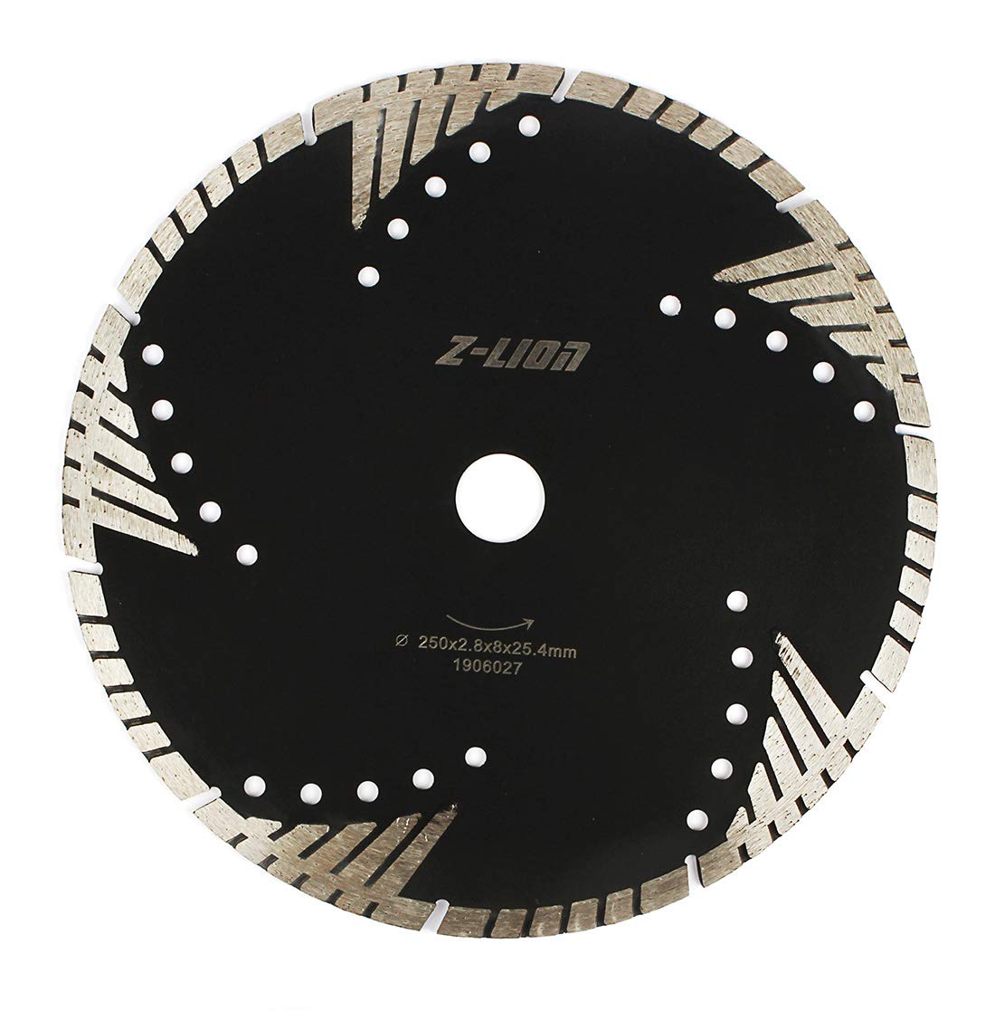 Z-LION Diamond Saw Blade 10" pulgadas Turbo Diamond segmentos hoja para mármol granito piedra pavimentadoras hormigón mojado/seco