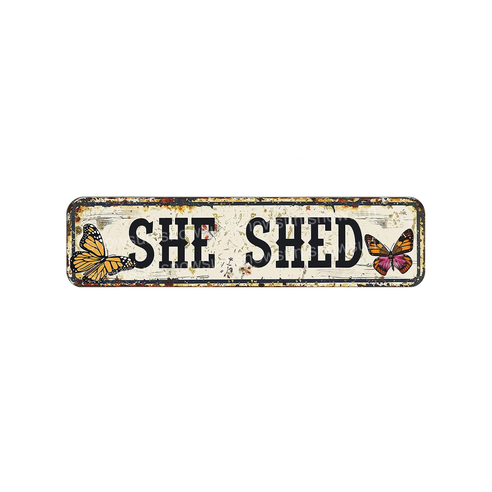 peiyeety She Shed Vintage Metal Sign, 4x16 Inch Rustic Women's Themed Wall Decor, Retro Street Sign for Home, Garden, Garage, Bar, Farmhouse, Patio, Man Cave, Waterproof Tin Sign, Durable Wall Art