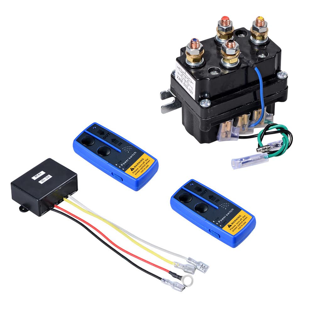 Combo 12 Volt Wireless Winch Remote Control Kit Twin Range max. 150ft + 12V 500A Winch Solenoid Contactor Relay for 8000lbs-12000lbs ATV UTV 4WD 4x4 Winches