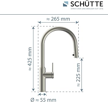 SCHÜTTE Blackpool 79526 Kitchen Tap with Pull-Out Dish Rinser