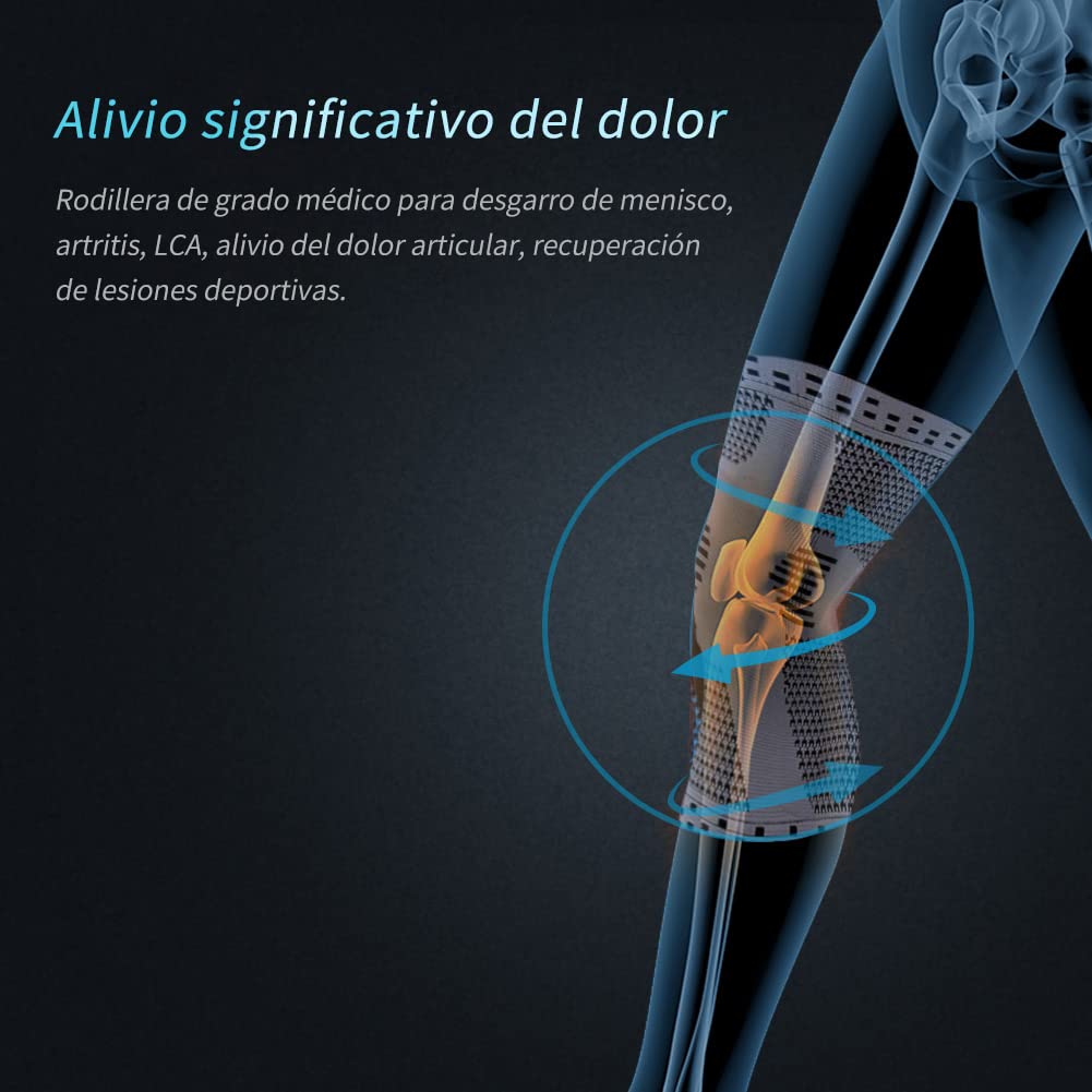 NEENCA Rodillera Profesional, Rodillera de Compresión con Almohadillas de Gel de Rótula y Estabilizadores Laterales para Hombre y Mujer, Rodilleras de Grado Médico para Correr, Desgarro de Menisco - 4